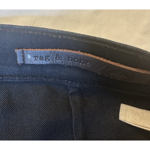 Rag & Bone Jeans Womens Midnight Black Leather Panel Skinny Pants Made USA 24x29 - Picture 4 of 9